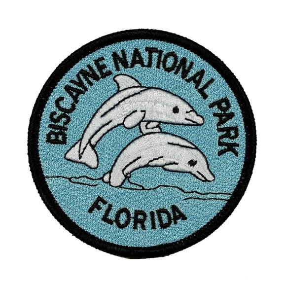 Florida Dolphins Biscayne National Park Travel Patch Souvenir Iron-On Applique