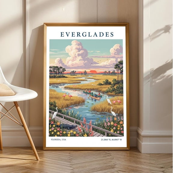 Florida Everglades Art Print: Colorful Wetlands Landscape Poster, Unframed Poster Size 8x12