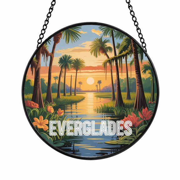 Florida Everglades Travel Stained Glass Sun Catchers, Travel Souvenir Window Decor