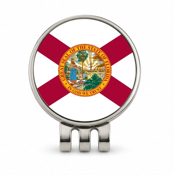 Florida FL State Flag Golf Hat Clip with Removable Magnetic Ball Marker