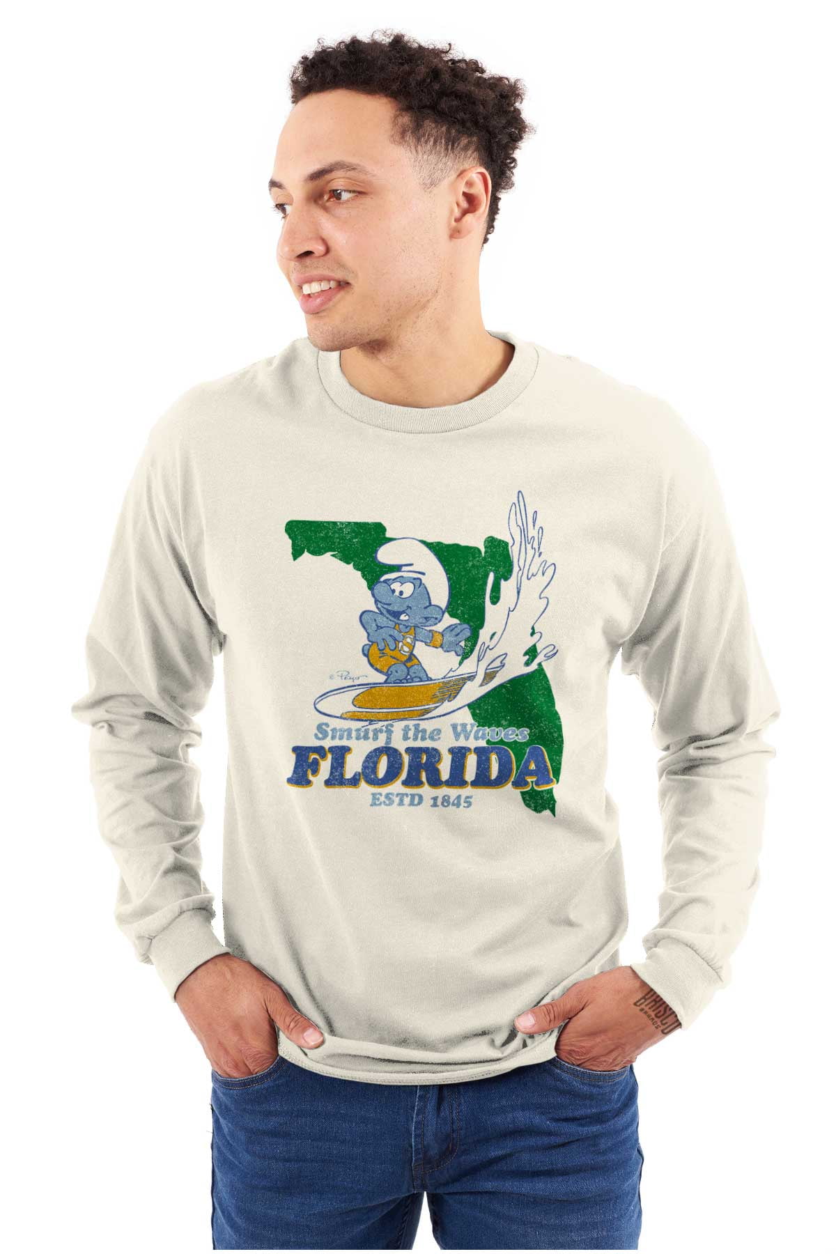 Florida FL Surf Beach Sunshine Smurf Long Sleeve TShirt Men Women