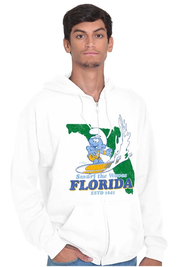 Florida FL Surf Beach Sunshine Smurf Unisex Plus Size Zip Hoodie Brisco Brands 5X