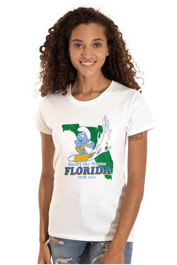 Florida FL Surf Beach Sunshine Smurf Women's T Shirt Ladies Tee Brisco Brands L