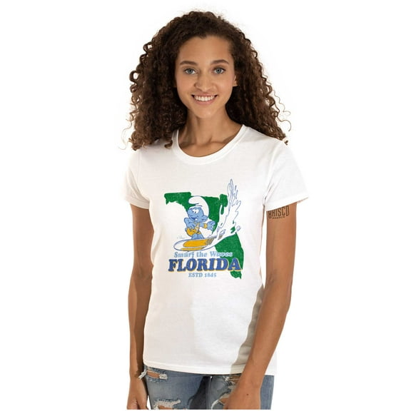 Florida FL Surf Beach Sunshine Smurf Women's T Shirt Ladies Tee Brisco Brands M
