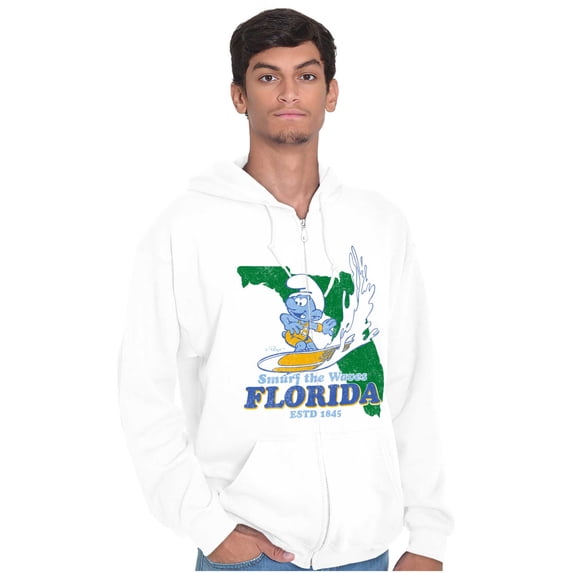 Florida FL Surf Beach Sunshine Smurf Unisex Plus Size Zip Hoodie Brisco Brands 2X
