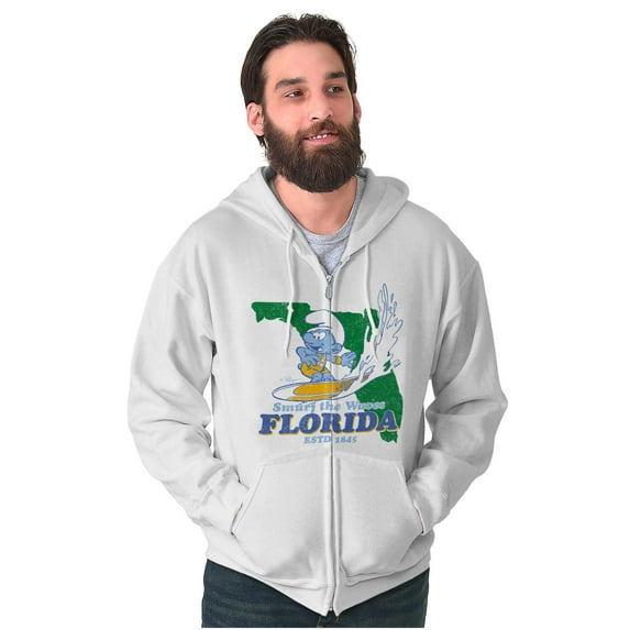 Florida FL Surf Beach Sunshine Smurf Zip Up Hoodie Men's Women's Brisco Brands M