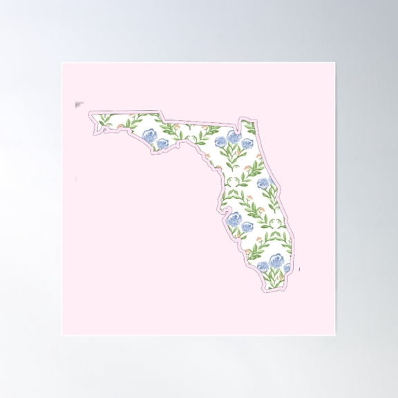 Florida (Fl) Floral Poster Wall Art, Modern Wall Decor For Living Room Bedroom, 16x24 UNFRAMED