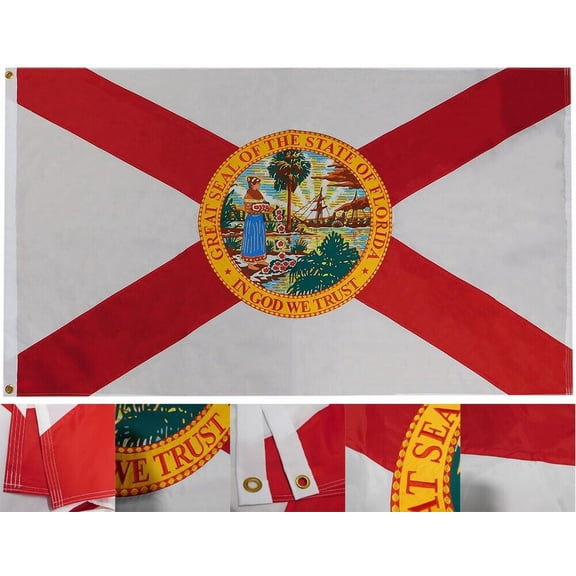 Florida Flag 3X5 Double Sided Embroidered- Heavy Duty Florida State Flag Super
