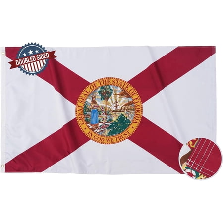 FLAGWIN Florida Flag 3x5 -Double Sided and 3 Ply FL State Flags Heavy Duty for Outdoor with 2 Brass Grommets 4 Rows for Outside/Indoor