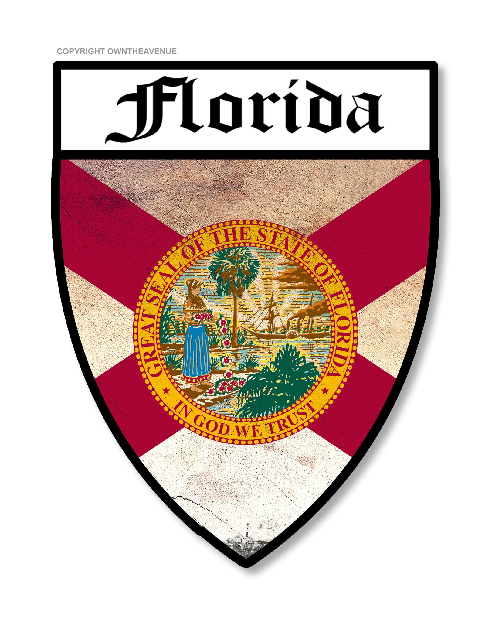 Florida Flag Badge Logo Vintage Style Car Truck Vinyl Sticker Decal 3.5 ...