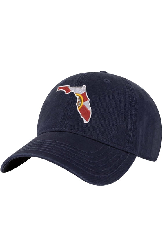 Florida Flag Baseball Cap – Embroidered Sunshine State Hat for Coastal Pride (NavyBlue)