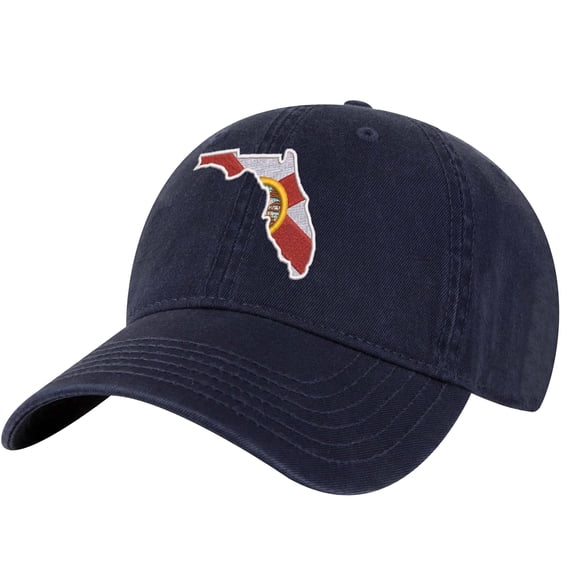 Florida Flag Baseball Cap – Embroidered Sunshine State Hat for Coastal Pride (NavyBlue)