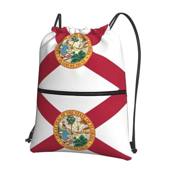 Florida Flag Drawstring Backpack Water Resistant String Bag Sports Sackpack Gym Sack For Men Women