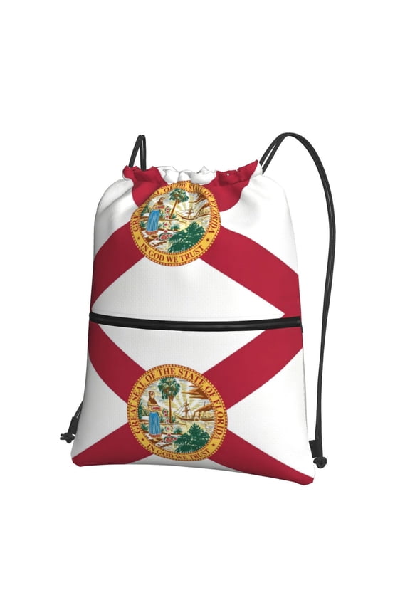 Florida Flag Drawstring Backpack Water Resistant String Bag Sports Sackpack Gym Sack For Men Women