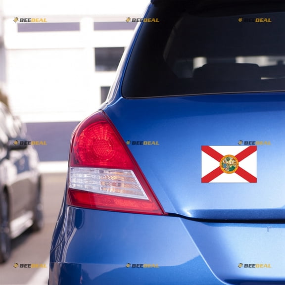 Florida Flag FL US State Car Magnet Magnetic Sticker Decal - 4 Pack Reflective 3" 4" 5" 6" - for Truck Door Fridge Reusable Waterproof