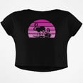 thumbnail image 1 of Florida Flamingo Retro Sunset Junior Boxy Crop Top T Shirt, 1 of 1