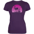 thumbnail image 1 of Florida Flamingo Retro Sunset Juniors Soft T Shirt Purple LG, 1 of 1
