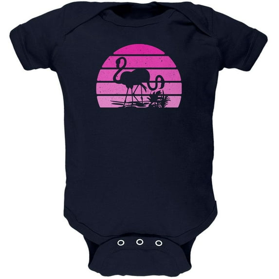 Florida Flamingo Retro Sunset Soft Baby One Piece Navy 18-24 M