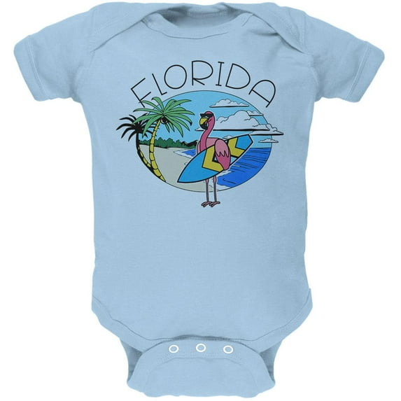 Florida Flamingo Summer Beach Soft Baby One Piece Light Blue 18-24 M