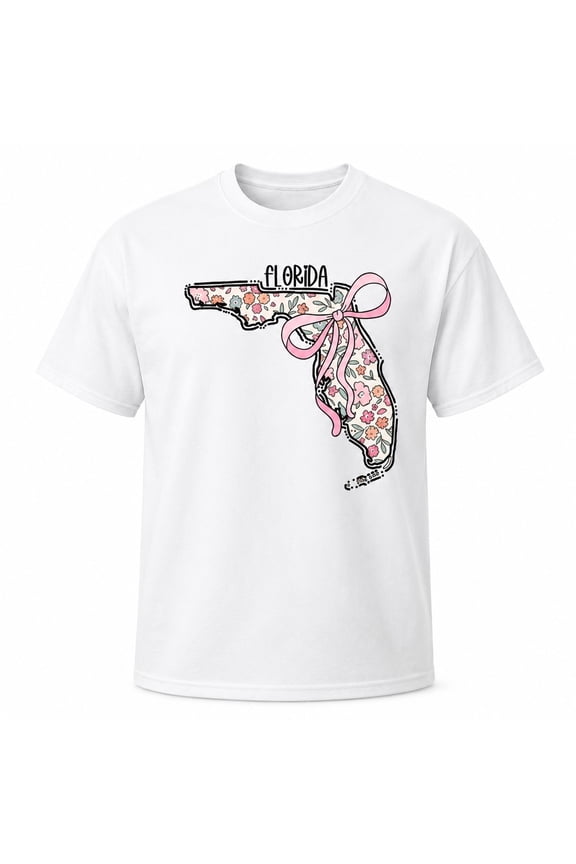 Florida Floral State Graphic T-Shirt, Unisex Classic Fit Cotton Tee