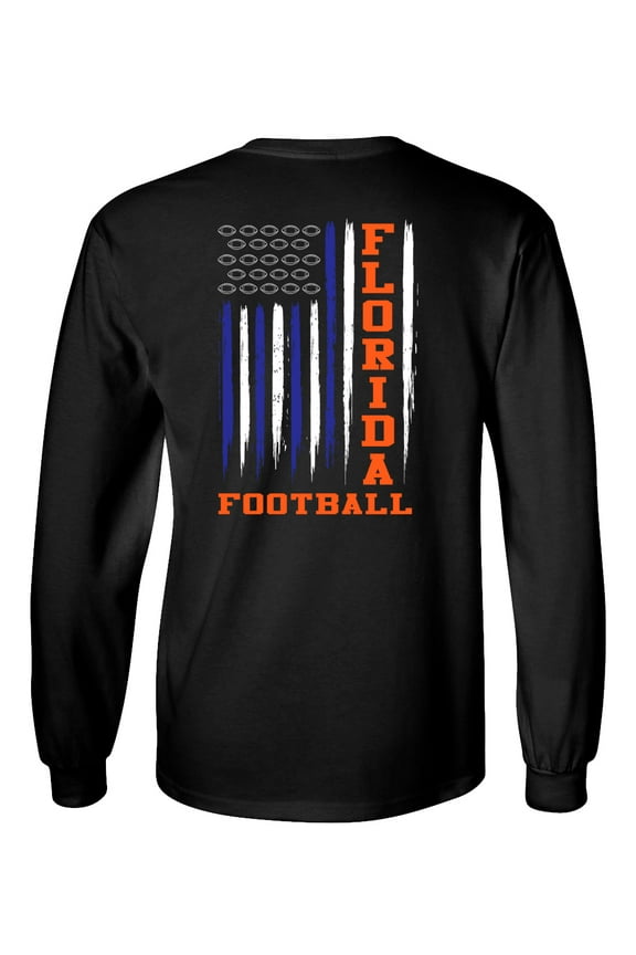 Florida Football Blue & Orange Flag Unisex Long Sleeve Shirt-Black-xl