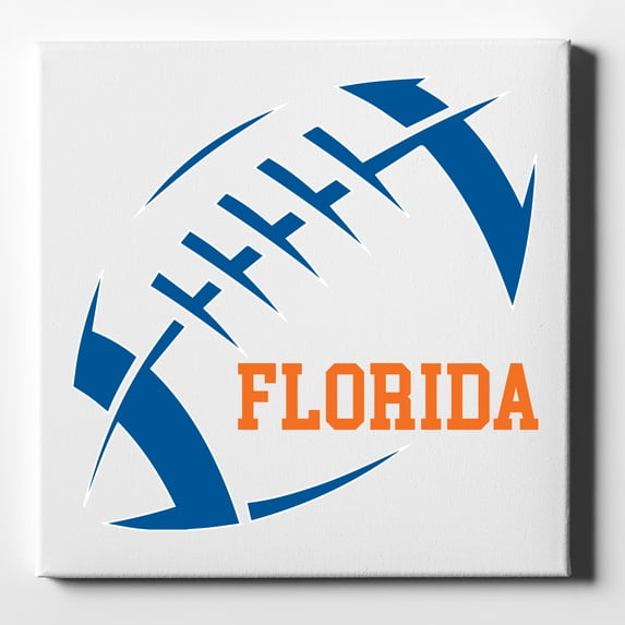 Florida Football - Orange, Blue - 10" x 10" - Decorative Canvas Wall Art - White Edge - 5/8" Gallery Wrapped