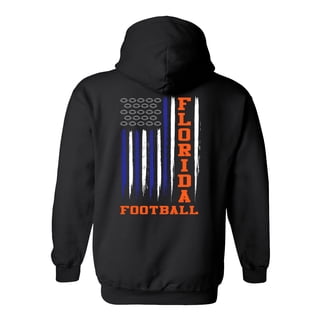 Florida Football Team Color Blue & Orange American Flag Unisex Hoodie-Black-xl