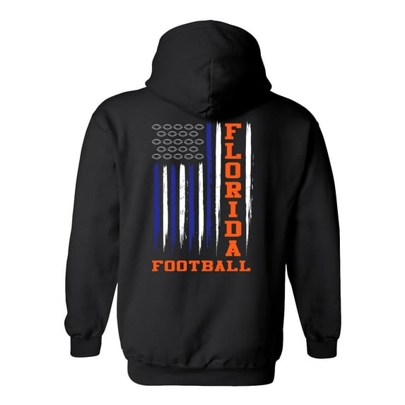 Florida Football Team Color Blue & Orange American Flag Unisex Hoodie-Black-xxxl