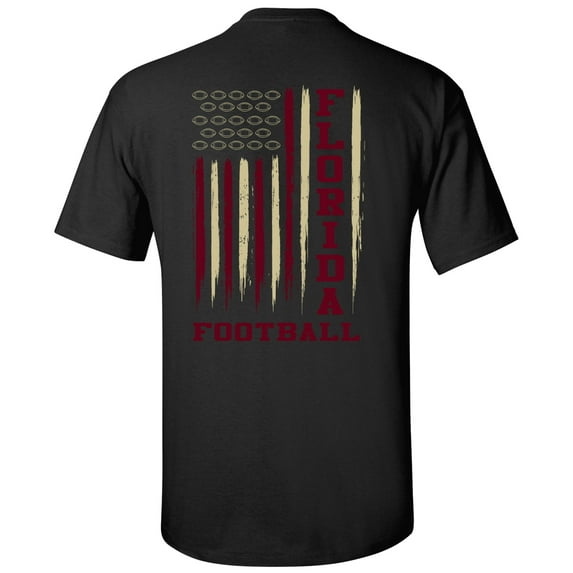 Florida Football Team Color Gold and Garnet American Flag Mens Short Sleeve T-shirt Graphic Tee-Black-3XL