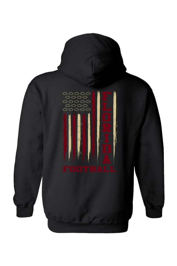 Florida Football Team Color Maroon & Gold American Flag Unisex Hoodie-Black-xl