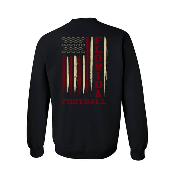Florida Football Team Color Maroon and Gold American Flag Mens Crewneck Pullover Sweatshirt-Black-5xl