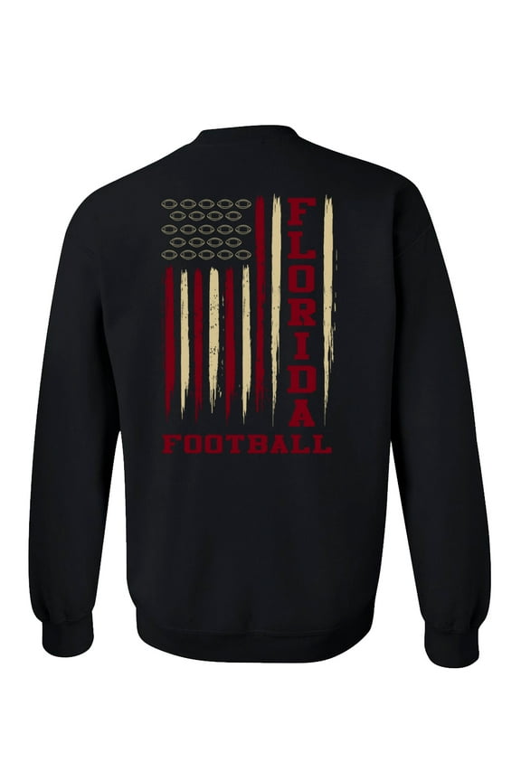 Florida Football Team Color Maroon and Gold American Flag Mens Crewneck Pullover Sweatshirt-Black-medium