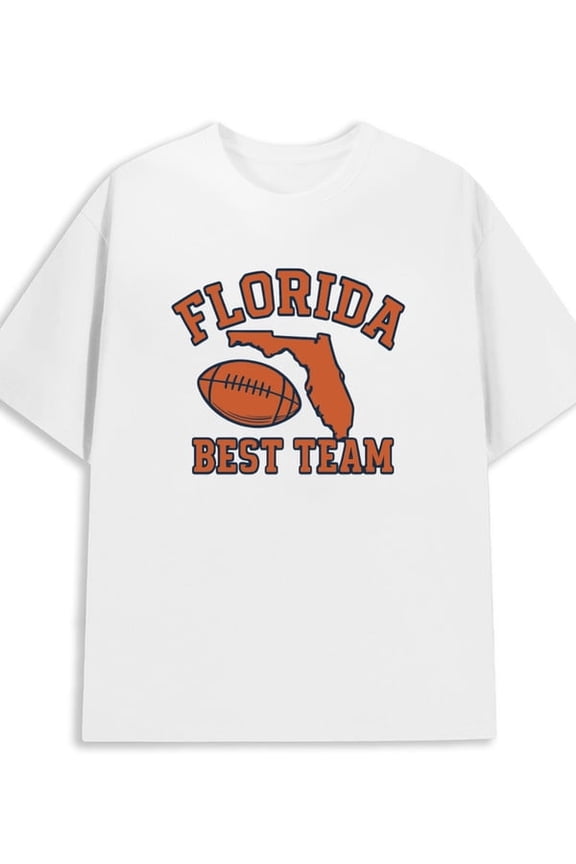 Florida Football Tee for men 180G Cotton white Retro Unisex Shirt Graphic tshirts Retro Unisex Shirt Crewneck tshirts Casual Unisex Shirt Cotton tshirts