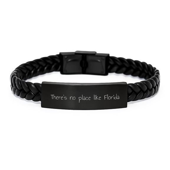 Florida Fun Interlaced Leather Bracelet, 'There's No Place Like Florida', Gifts for Men, Women, Friends, Coworkers, Family - Birthday Unique