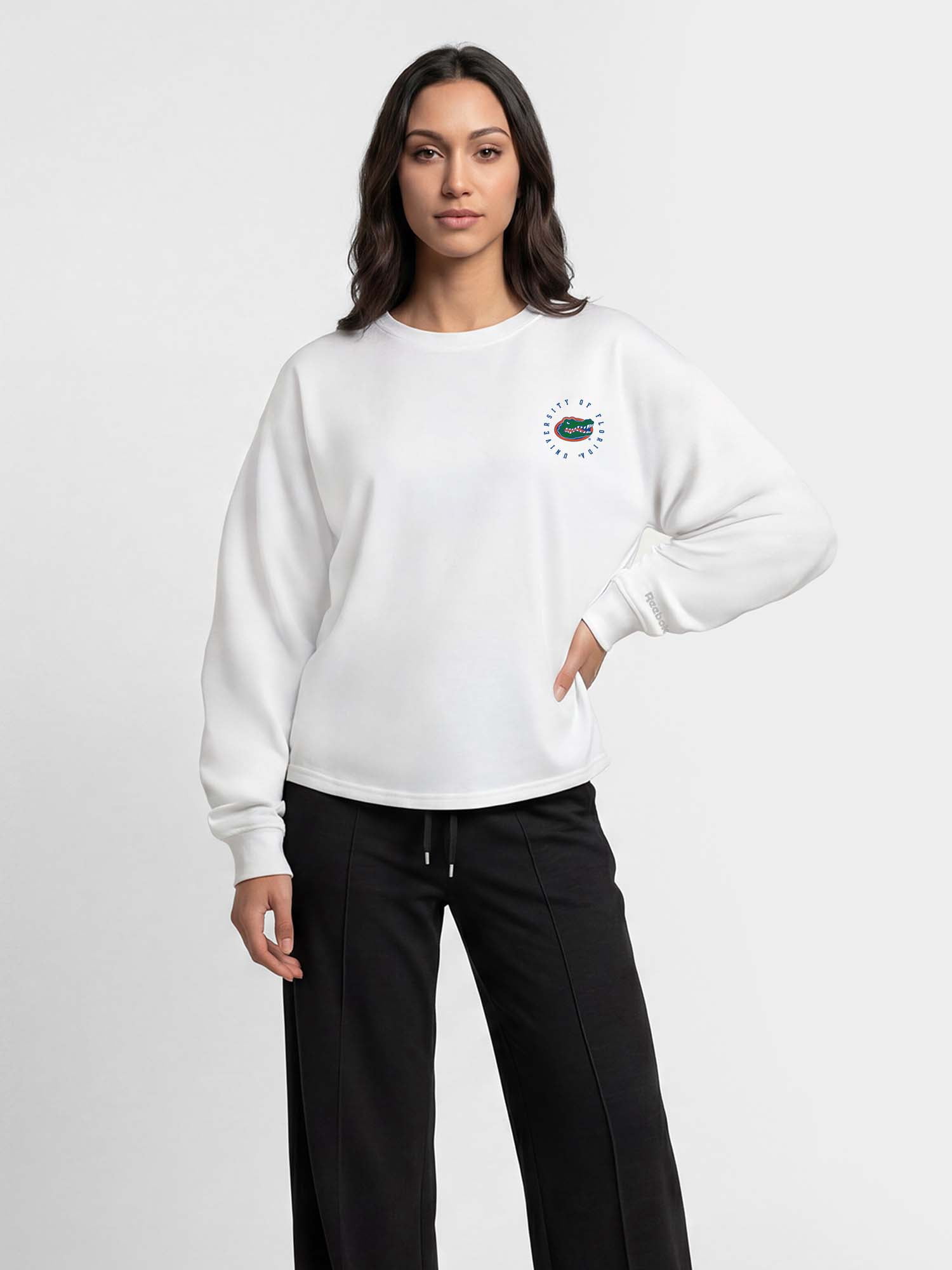 Florida Gators Reebok Womens White Heavyweight Cotton Long Sleeve Pullover