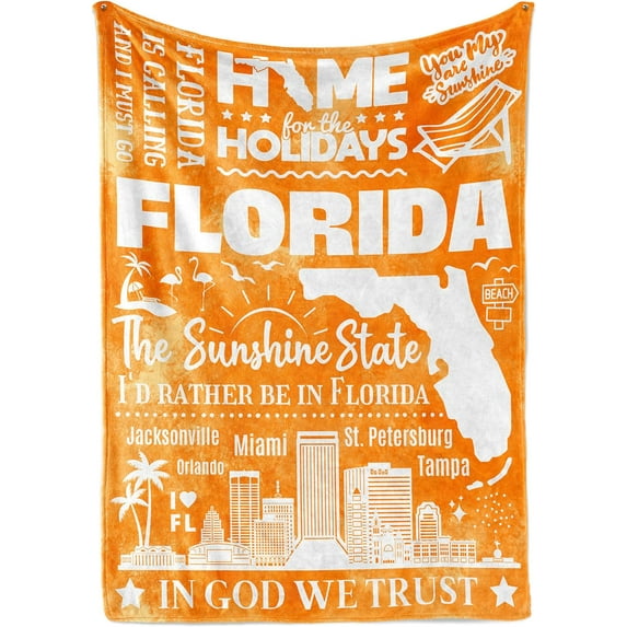 Florida Gifts Blankets Throws Bed Flannel Plush, Souvenir, Home Decor, US State Gift, Birthday Presents for Women, Men, Friends (50*60)