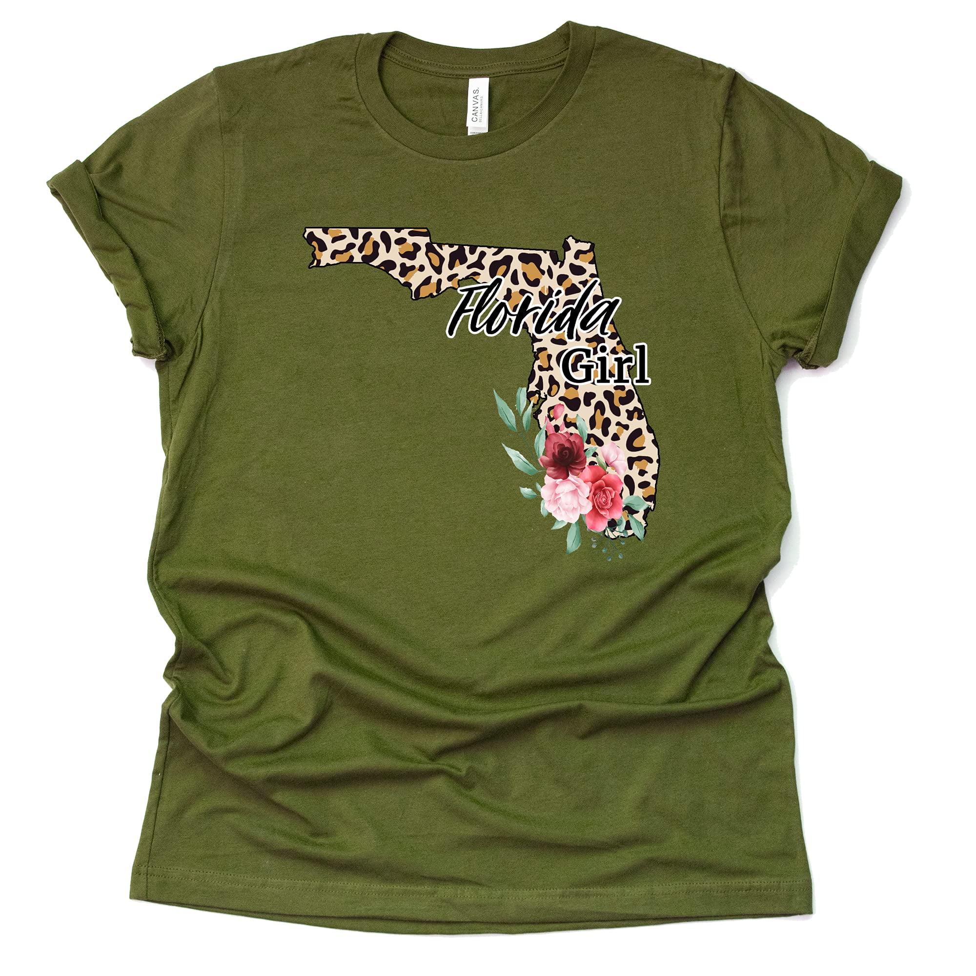 Florida Girl T-Shirt Leopard Floral Florida State Shirt I Love Florida ...