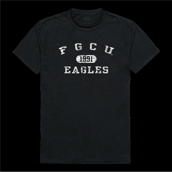 Florida Gulf Coast University Eagles Distressed Arch College T-Shirt, Black - 2XL