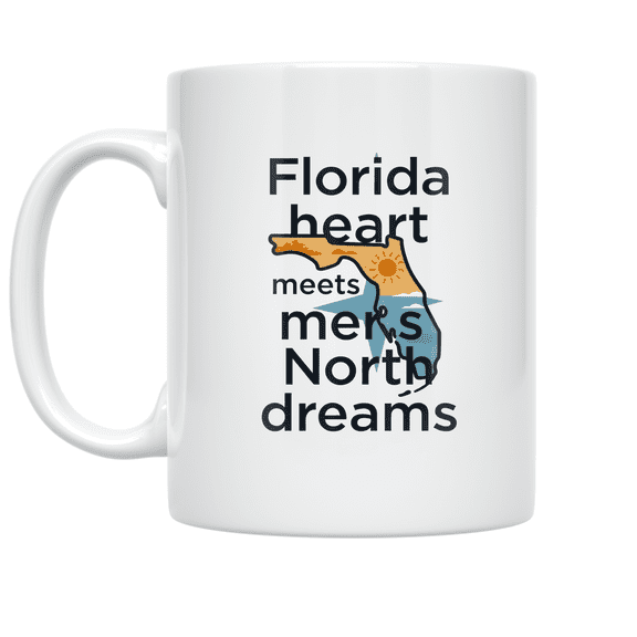Florida Heart Meets North Dreams - Newcomer - 11 oz Ceramic Coffee Mug