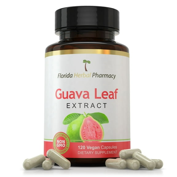 Florida Herbal Pharmacy, Guava Leaf Extract Supplement Capsules 10:1 (120 Capsules) 500 mg per Capsule, 1000 mg Serving
