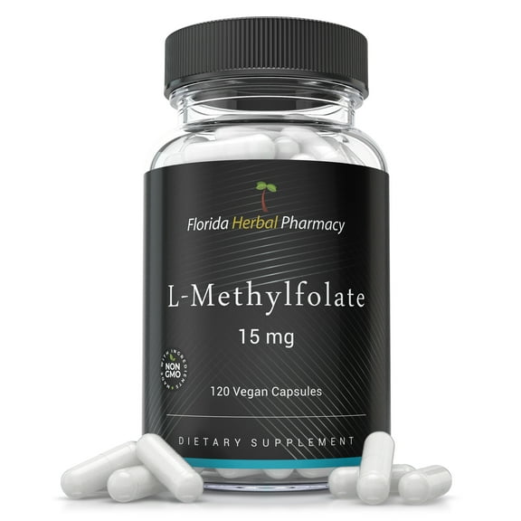 Florida Herbal Pharmacy, L-methylfolate 15 mg Supplement Capsules, (5-MTHF) (120 Capsules)