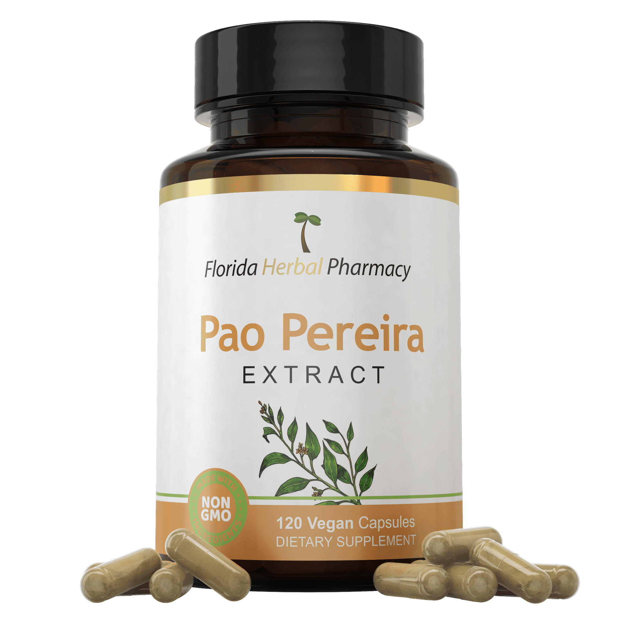 Florida Herbal Pharmacy, Pao Pereira Bark Extract Capsules 10:1 (120 Capsules) 500 mg per Capsule, 1000 mg Serving