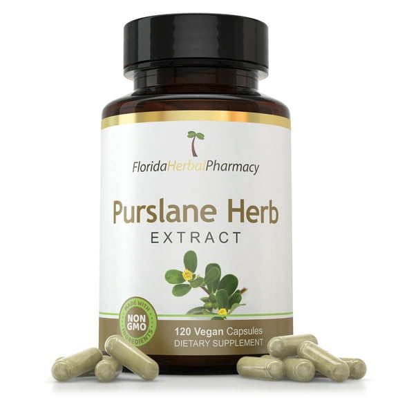 Florida Herbal Pharmacy, Purslane Herb Extract Capsules 10:1 (120 Capsules) 500 mg per Capsule, 1000 mg Serving