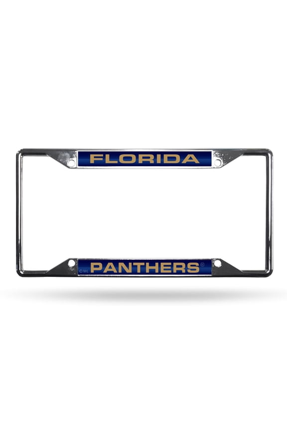 Florida-Hockey-Panther's All Corner EZ View Chrome Metal Laser Cut License Plate Frame