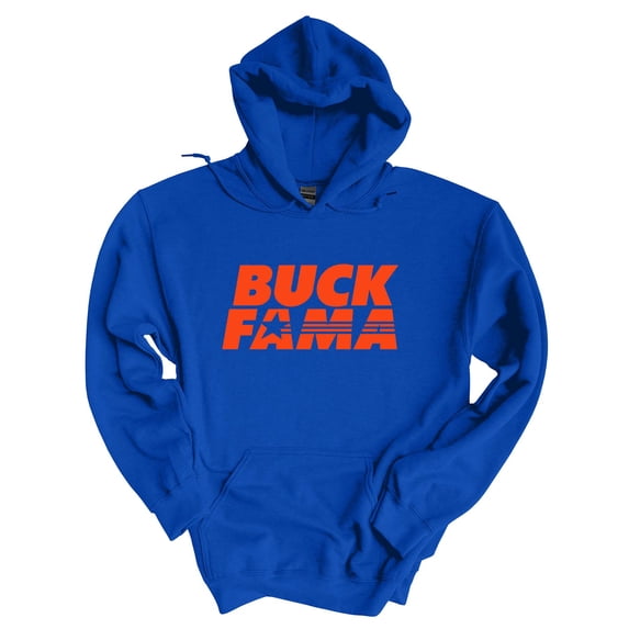 Florida Hoodie Football Team Color Blue and Orange Florida Buck Fama Funny Gator Mens Hooded Sweatshirt-Royal Blue-medium