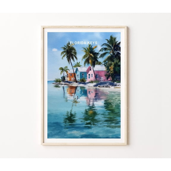 Florida Keys Coastal Tropical Home Wall Art, Unframed Paper Poster 8x10in