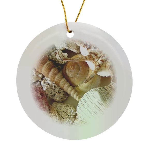3drose, Florida Keys Seashells, Circle Porcelain Ornament