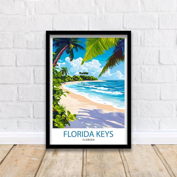 Florida Keys Travel Poster Florida Beach Art Keys Print Scenic Island Poster Tropical Travel Decor Florida Keys Wall Art, Poster Only