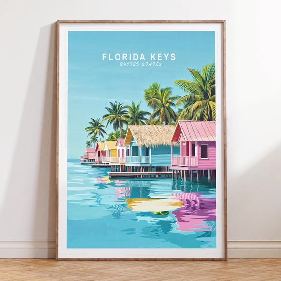 Florida Keys USA Tropical Coastal Print, Unframed Paper Print Size 8x12