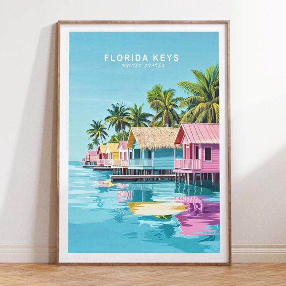 Florida Keys USA Tropical Coastal Print Unframed Paper Print